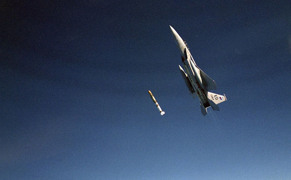 F15 משגר טיל נגד לוויינים, צילום: USAF