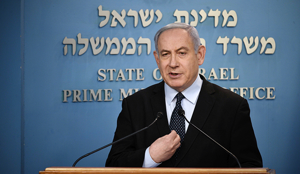 Prime Minister Benjamin Netanyahu holds a press briefing preventing the spread of Covid-19. Photo: Yoav Dudkevitch