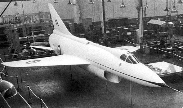הוקר P.1121, מטוס העל הבריטי. בתמונה זו מוצג כמוק-אפ בקנה מידה מלא