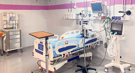 A hospital bed in the Covid-19 ward of Sheba Medical Center. Photo: Sheba Medical Center