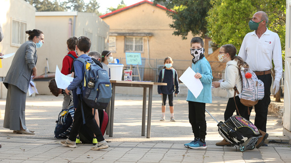 Students returning to school. Photo: Elad Gershgoren