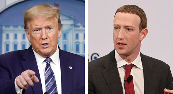 מימין: מארק צוקרברג מנכ"ל מייסד פייסבוק ונשיא ארה"ב דונלד טראמפ