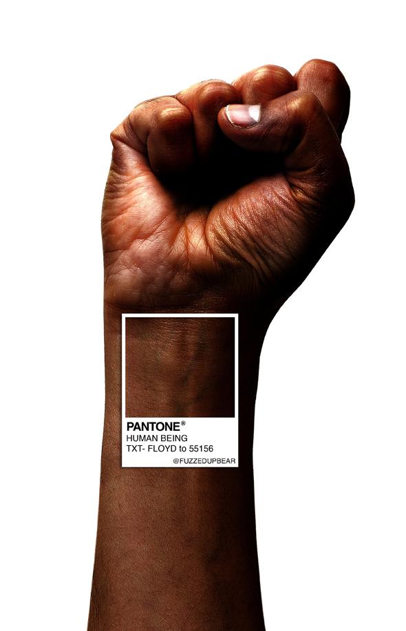 המעצב קלביס פולנקו יצר עיבוד למניפת הצבעים המוכרת של פאנטון: יד שחורה מונפת ועליה גוון הקרוי על , צילום: instagram: @fuzzedupbear