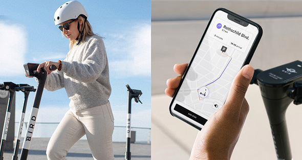 Shared electric-scooter company Bird will soon offer a navigation app in Tel Aviv. Photo: Bird