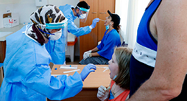 People being checked for Covid-19 in Or Yehuda. Photo: AFP