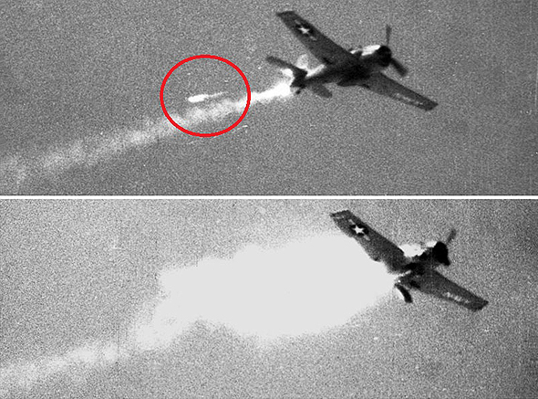 ניסוי מוצלח: מטוס הלקט שנשלט מרחוק מושמד בפגיעת טיל, צילום: USN