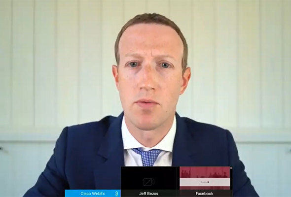 Facebook CEO Mark Zuckerberg speaks via video conferencing before a hearing of the U.S. Congress. Photo: Youtube livestream