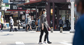 People wearing face masks on the streets of Taipei.