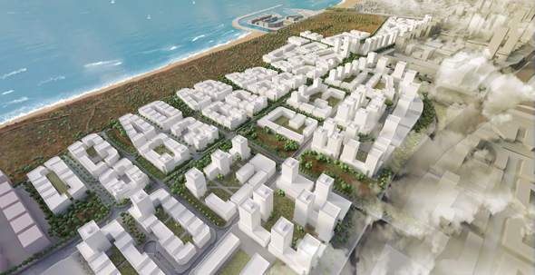 הדמיית תוכנית חוף התכלת. לעירייה אין תמריץ לקדם את הבנייה