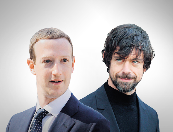 ג'ק דורסי ומארק צוקרברג מנכ"לי טוויטר פייסבוק