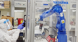 The Yaskawa Covid-19 testing robotic arm. Photo: Yaskawa Europe Technologies