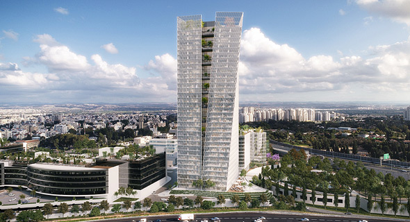 הדמיית מגדל אינפינטי פארק ברעננה/ קרן ריט1 תכשיר בו קומה היברידית של 2,000 
