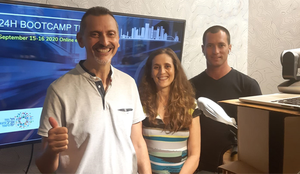 24H Bootcamp TLV organisers Yossi Dan, Tania Amar, and Assaf Luxembourg. Photo: Oshy Ellman