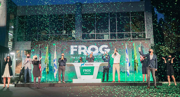 JFrog founders celebrate as the company goes public. Photo: JFrog