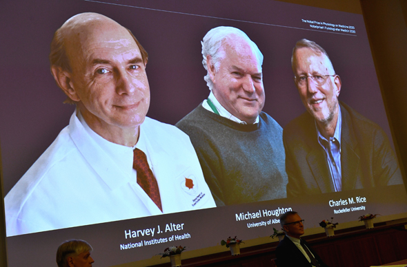 The winners of the 2020 Nobel Prize for Medicine. Photo: Reuters  
