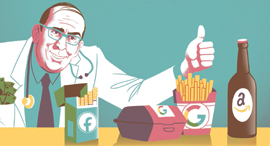 Big tech recycles methods employed in the past by tobacco, junk food adf oil companies. Illustration
