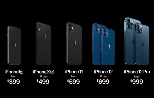מחירי סדרת האייפון 12, צילום מסך: אפל
