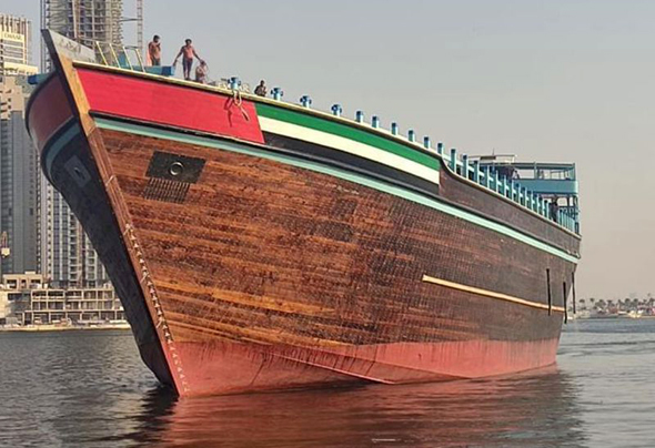 סירת דאו מעץ "עובייד" הכי גדולה בעולם, דובאי, צילום: gulfnews
