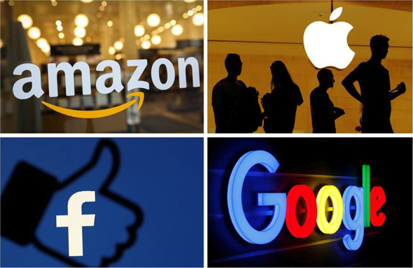 Tech giants Amazon, Apple, Facebook and Google. Photo: Reuters