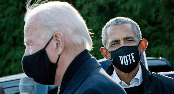 ברק אובמה ו ג'ו ביידן בעצרת בחירות 