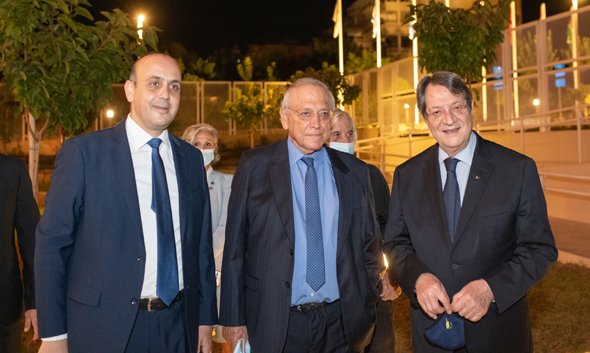 President of Cyprus, Nicos Anastasiades (from right), President and Founder of IDC Herzliya, Prof. Uriel Reichman, Mayor of Pafos, Phedonas Phedonos. Photo: Patros Stylianakis. Photo: Patros Stylianakis
