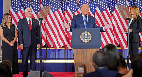 דונלד טראמפ מייק פנס נאום ניצחון מוקדם בחירות לנשיאות 2020, צילום: איי פי