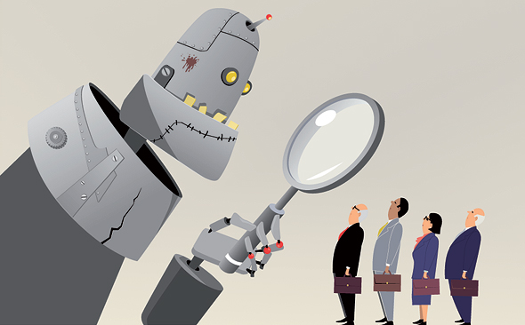 A robot sorting through job applicants. Photo: Shutterstock