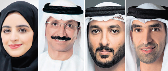 Participants in the Israel-Dubai Conference (R to L): Dr. Thani bin Ahmed Al Zeyoudi, Abdullah ben Tuk Al-Ameri, Sultan Ahmed Bin Sulyem and Sheikha Abdulla Al Nuaimi. Photo: Courtesy