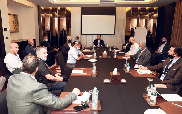 Israeli businesspeople and their Emirati counterparts discuss ways to conduct business. Photo: Orel Cohen