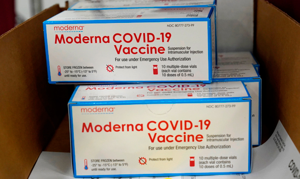 Boxes of Moderna's Covid-19 vaccine. Photo: AP