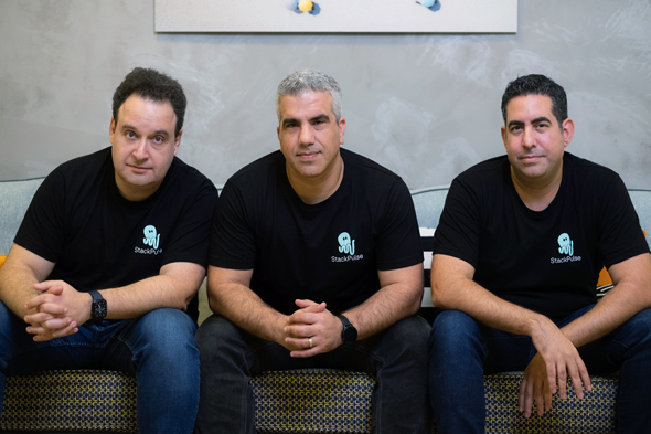 The StackPulse founders, Leonid Belkind, Ofer Smadari, and Eldad Livni. Photo: Guy Hamui