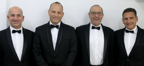 Oscar winners Guy Dorman (left), Zvi Reznic, Meir Feder, and Ron Yogev. Photo: Tel Aviv University