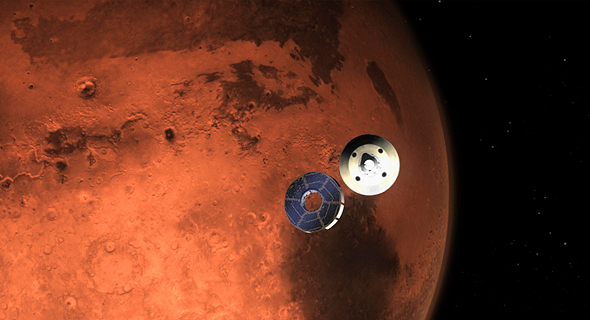 הדמיית הנחיתה על מאדים, צילום: אי פי