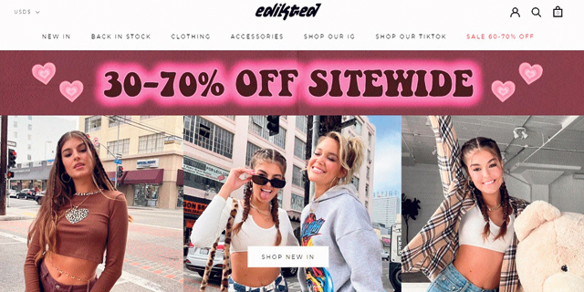 האתר החדש Edikted. “מותג אופנה אונליין שפונה לדור ה־Z”, צילום: צילום מסך