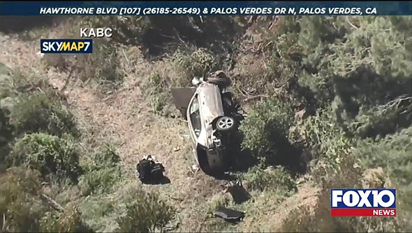 הרכב של טייגר וודס לאחר תאונה, צילום מסך: מתוך טוויטר