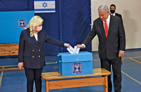 Prime Minister Benjamin Netanyahu casts his vote on Tuesday. Photo: AFP