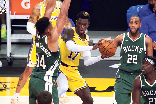 An NBA game between the Los Angeles Lakers and Milwaukee Bucks. Photo: USA Today Sports