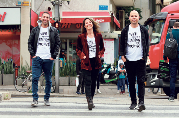 HoneyBook co-founders Oz Alon (right), Naama Alon (center) and Dror Shimoni. Photo: Amit Shaal