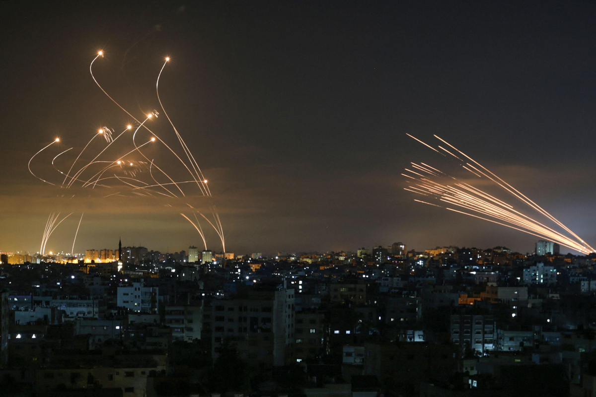Rockets being intercepted from Gaza. Photo: AFP