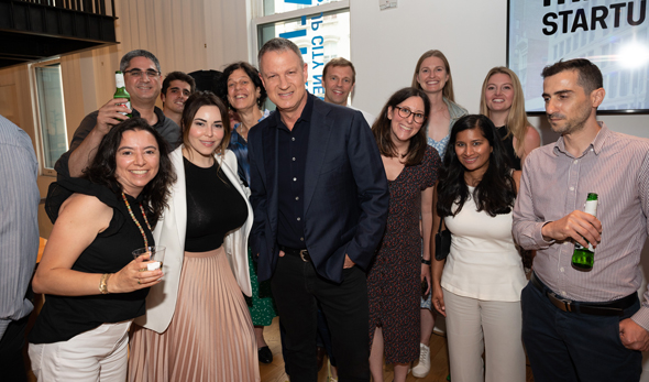 Erel Margalit (center) during Monday's event at the Margalit Startup City Center in New York. Photo: Nir Refaeli