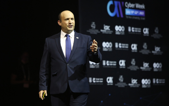 Israel Prime Minister Naftali Bennett speaking at the Cyber Week Conference. Photo: Chen Galili, Tel Aviv University