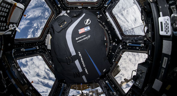 StemRad's AstroRad vest floating aboard the International Space Station. Photo: NASA/StemRad