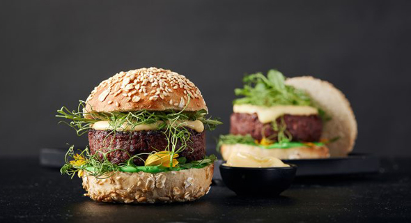 The Redefine Meat Burger, one of the many new items ready for order. Photo: Redefine Meat