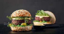 The Redefine Meat Burger, one of the many new items ready for order. Photo: Redefine Meat