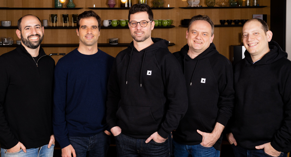 First Digital CTO Daniel Prinz (from right), Fireblocks co-founders Pavel Berengoltz, and Idan Ofrat, First Digital COO Guy Hadar and First Digital CEO Ran Goldi. Photo: Gadi Ohad