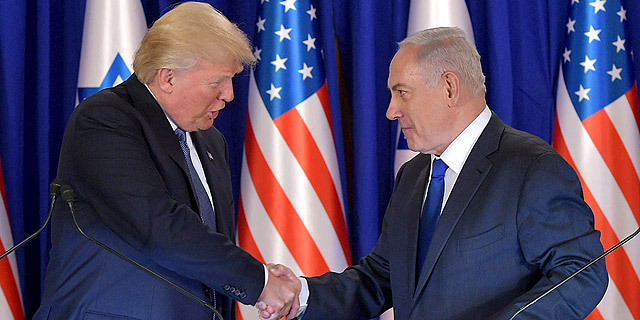 ראש הממשלה בנימין נתניהו ו נשיא ארה"ב דונלד טראמפ הצהרות לחיצת ידיים ביקור ב ישראל מאי 2017