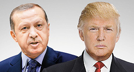 מימין נשיא ארה"ב דונלד טראמפ ונשיא טורקיה רג'פ טאיפ ארדואן