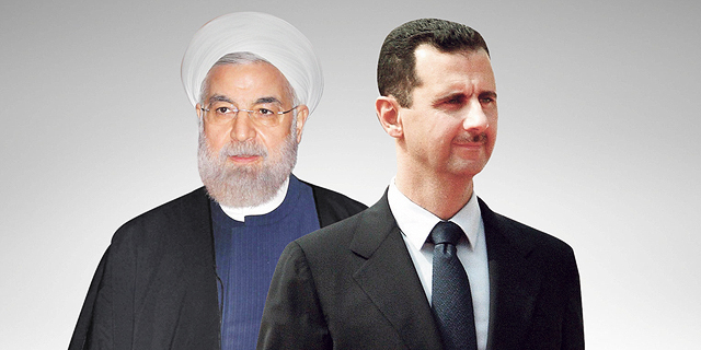 מימין נשיא סוריה בשאר אל אסד ונשיא איראן חסן רוחאני