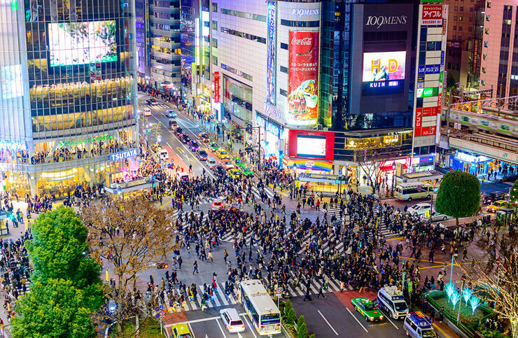 טוקיו צומת שיבויה רחובות מפורסמים ערים פופולאריות