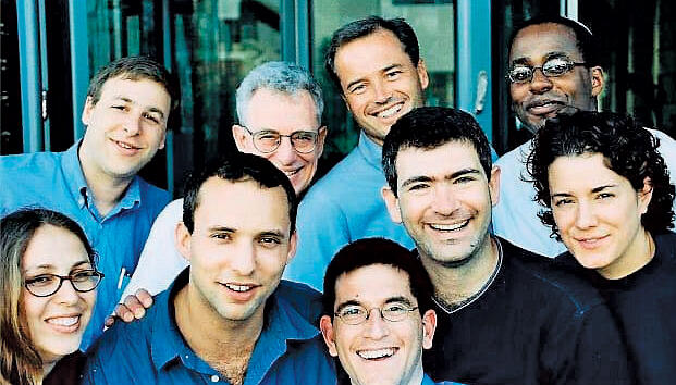 The founders of Cyota including Naftali Bennet, third from left, and Michal Tsur, far right. 